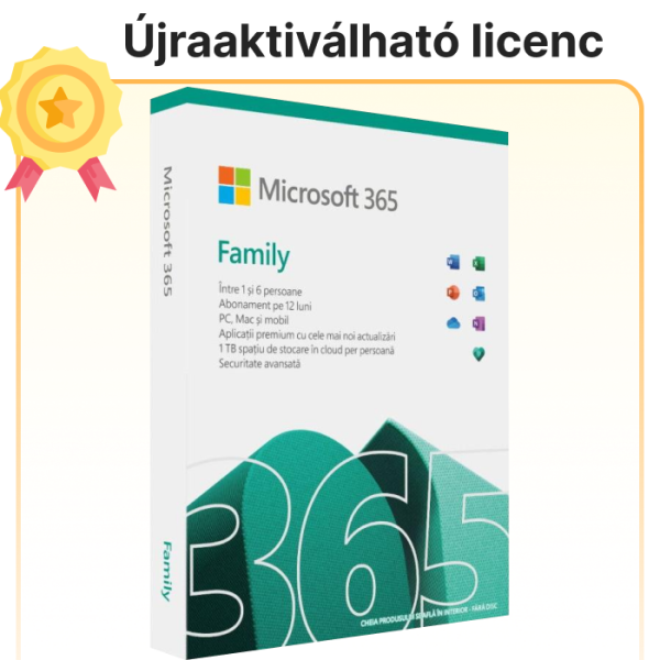 Microsoft 365 Family Home licenc – 1 év / 6 felhasználó (30 eszköz)